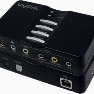PLACA de SUNET Logilink, extern, 7.1, interfata USB 2.0, conectori 3.5 mm jack x 5, S/PDIF, "UA0099" (timbru verde 0.18 lei)