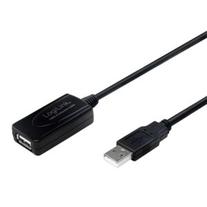 CABLU USB LOGILINK prelungitor, USB 2.0 (T) la USB 2.0 (M), 10m, activ (permite folosirea unui cablu USB lung), negru, "UA0143" (timbru verde 0.08 lei)