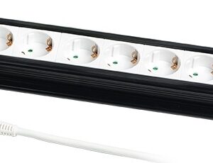 PRELUNGITOR LOGILINK, Schuko x 8, conectare prin Schuko (T), cablu 3 m, 16 A, protectie copii, alb/ negru, "LPS207" (timbru verde 0.18 lei)