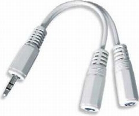 CABLU audio GEMBIRD Splitter stereo (1 x 3.5 mm jack T la 2 x 3.5 mm jack M), 10cm, alb "CCA-415W" (timbru verde 0.08 lei)